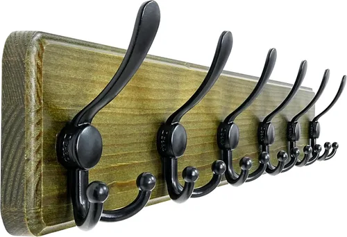 Vista 15 de Dseap Perchero de Pared Montado - 5 Ganchos Triangulares, Resistente, Perchero de Pared de Madera para Abriggos, Sombreros, Chaquetas, Ropa, Negro