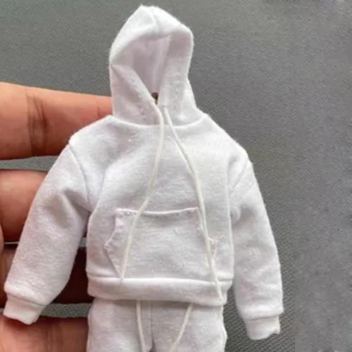 Vista 2 de Sudadera con capucha de bolsillo en miniatura a escala 1/12 para figura de acción de 6 "personalizada (negro)