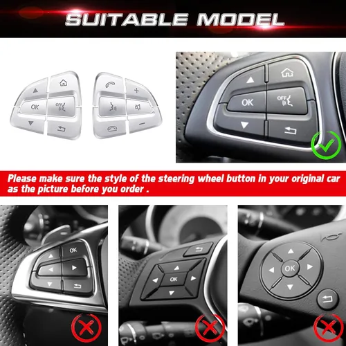Vista 2 de x xotic tech Auto Interior - 12 cubiertas de botón de control lateral del conductor del automóvil, decoración compatible con Mercedes Clase C W205