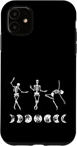 Vista 5 de Carcasa divertida para iPhone 15 con diseño de esqueletos bailarines y fase lunar New Age Emo Goth
