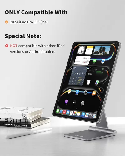 Vista 4 de KU XIU Soporte magnético plegable solo para iPad Pro 11 M4 (2024), soporte de tableta ajustable de aleación de aluminio de 360°, soporte