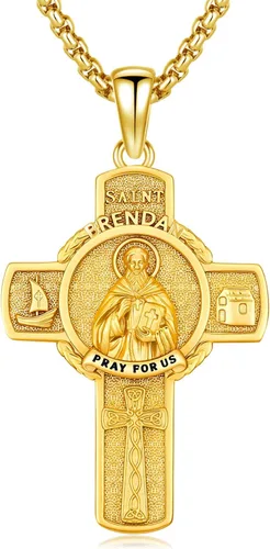 Vista 88 de 925 Sterling Silver Patron Saint Amulet Necklace for Men Women plateado
