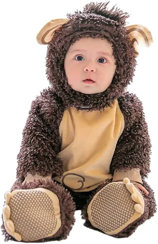 Vista 3 de Quenny Disfraz de animal de Halloween para bebé, ropa de rendimiento de cosplay, overol con capucha