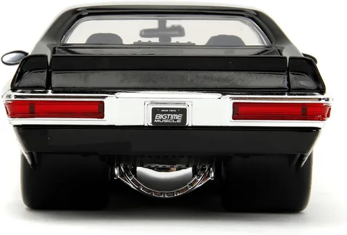 Vista 7 de 1971 Pontiac GTO Negro con Gráficos de Llama Bigtime Muscle Series 1/24 Diecast Model Car 35022