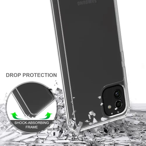 Vista 3 de Funda rígida para Samsung Galaxy A04E, transparente, delgada, rígida, híbrida, a prueba de golpes, con protector de pantalla de vidrio templado