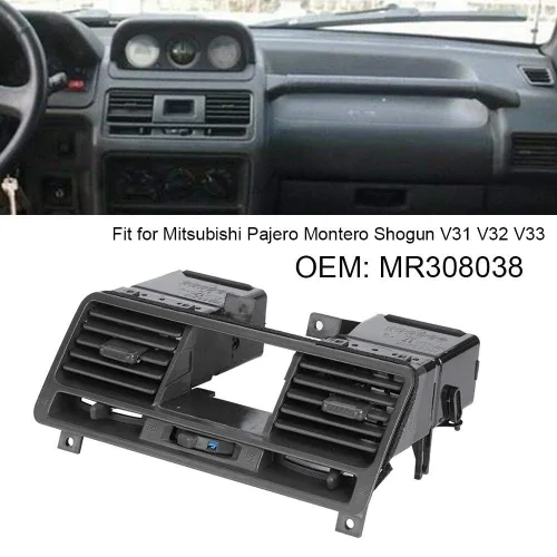 Vista 3 de Salida de aire del salpicadero, panel de instrumentos Dash salida de aire rejilla de ventilación ABS negro apto para Pajero Montero Shogun V31 V32