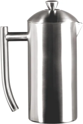 Vista 9 de Cafetera de prensa francesa Frieling - 23 oz, acero inoxidable de doble pared pulido - Prensa francesa aislada para acampar - Cafetera de café