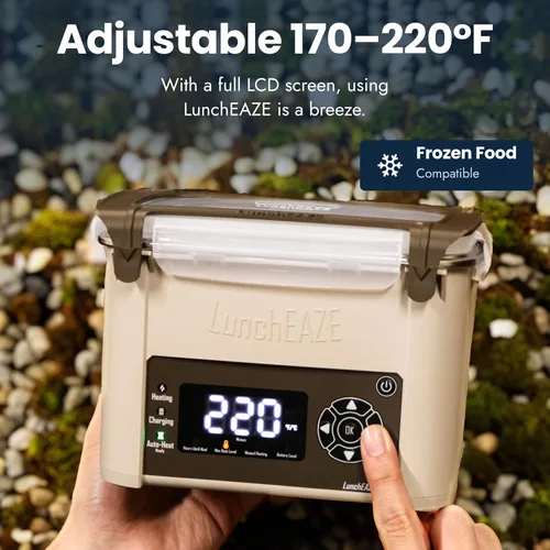 Vista 7 de LunchEAZE Core Gen 2 Lonchera Calentada y Eléctrica Sin Cable – Alimentada por Batería, Capacidad de 4 Tazas, 104°C, Calefacción Programada