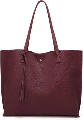 Vista 21 de Dreubea - Bolsa de hombro y de mano de piel sintética suave para mujer, con borla, de gran capacidad