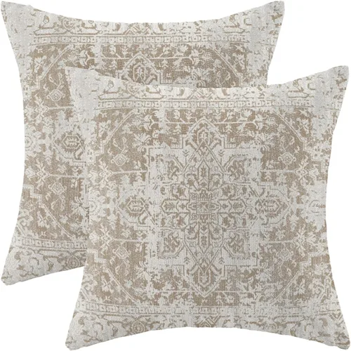 Vista 10 de Fundas de almohada Gohdiwh boho 16 x 16, juego de 2, fundas de almohada decorativas de diseño étnico, fundas de almohada de lino azul