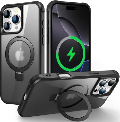 Vista 145 de CHAOFEnG Funda magnética compatible con iPhone 11 con soporte, prueba de caídas de grado militar, compatible con imán, anillo translúcido, parte