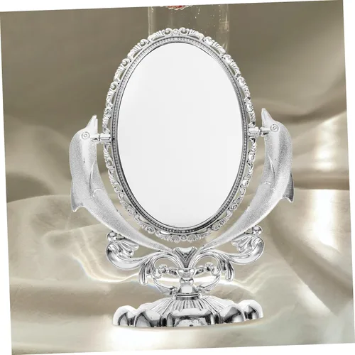 Vista 2 de CHILDWEET Espejo de maquillaje de doble cara, espejo de escritorio giratorio para tocador de mesa, reflejo para aplicación de maquillaje, base