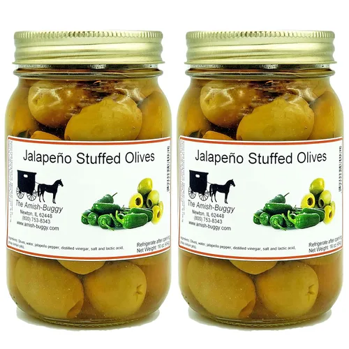 Vista 4 de Aceitunas grandes rellenas - Dos frascos de 16 oz. (aceitunas rellenas de queso Blau)