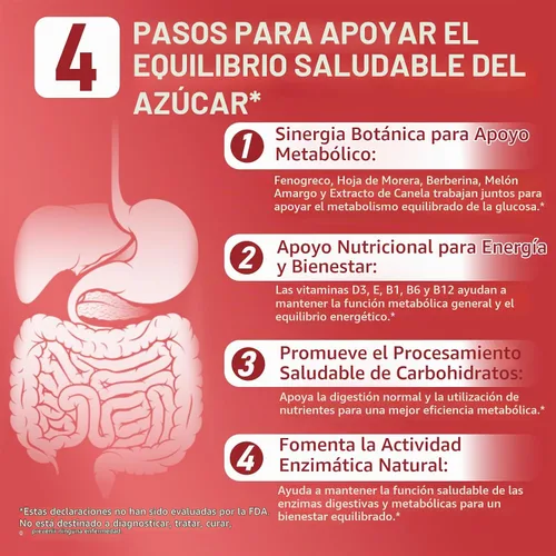 Vista 6 de Complejo de bienestar herbario – Fórmula multihierbas con berberina, fenogreco, canela, morera y melón amargo – Apoya la función metabólica
