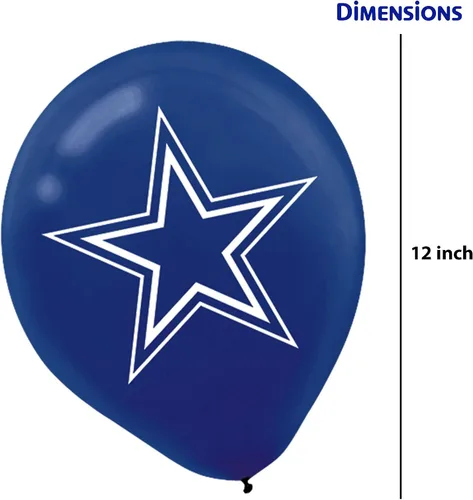 Vista 5 de Dallas Cowboys - Globos de látex azul marino, 12 pulgadas (paquete de 6), únicos, duraderos y llamativos, perfectos para fiestas y decoraciones
