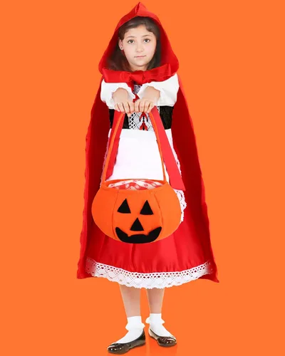 Vista 4 de Conjunto de disfraz de capucha para montar con capucha roja para cosplay con capa y diadema para niñas