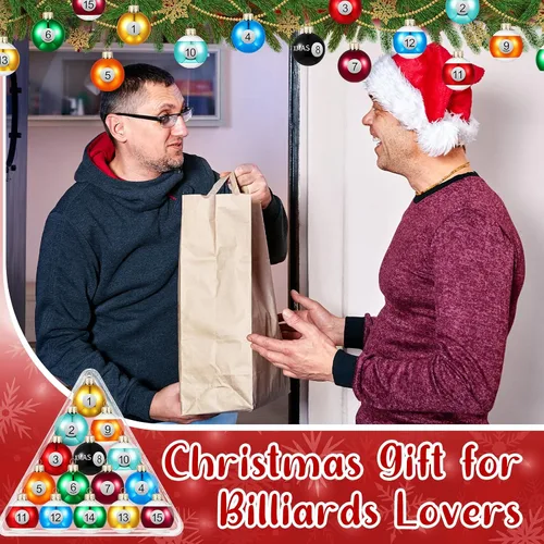 Vista 6 de Soulchen 15 Piezas Adornos de Bolas de Billar Navideñas 1.57" Bolas de Billar de Plástico Pequeñas Decoración de Árbol de Navidad a Granel Colección