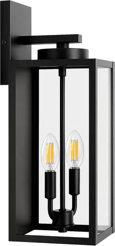Vista 14 de BesLowe Paquete de 2 luces de pared para exteriores del anochecer al Negro