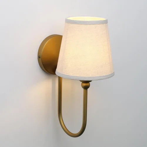 Vista 9 de Antique Linen Fabric Wall Sconces Set of 2, Hardwired Curved Arm Bathroom Vanity Light, Indoor Wall Decor Lamp for Living Room, Kitchen, Bedroom