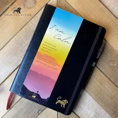 Vista 9 de Calm Collective Kit de diario guiado para aliviar la ansiedad por TCC para terapia de salud mental con bolígrafo gratuito incluido, indicaciones