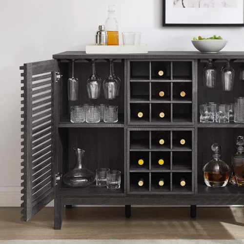 Vista 5 de Modway Render Mid-Century - Armario moderno para bar de vinos, color carbón, 17 x 46 x 37 pulgadas