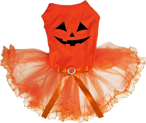 Vista 2 de Petitebella Vestido para perro cachorro con cara de calabaza (negro/naranja morado, talla XS)