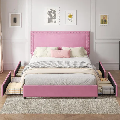 Vista 9 de VECELO Base de cama de plataforma de tamaño individual con cabecera tapizada de altura ajustable, base de colchón moderna, soporte de listones