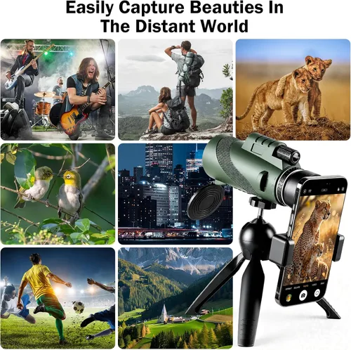 Vista 13 de Telescopio monocular 80X100 para adultos, con trípode y soporte