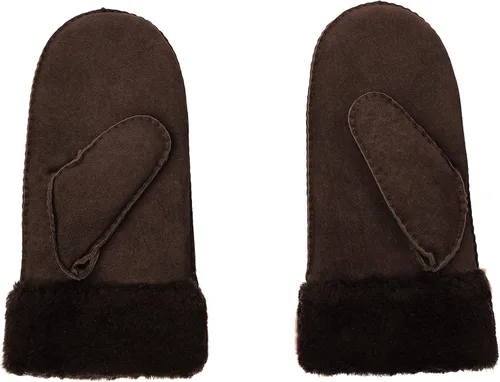 Vista 2 de Surblue Manoplas de gamuza de oveja de invierno para hombre, piel de oveja de alta calidad, cálido puño grueso forrado de lana de cordero
