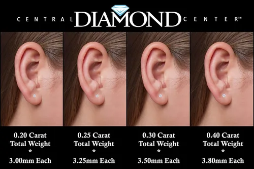 Vista 3 de Central Diamond Center CVD Lab-grown Diamond Earrings 14K solid Gold from 0.20ct to 2.00ct G-H VS-SI