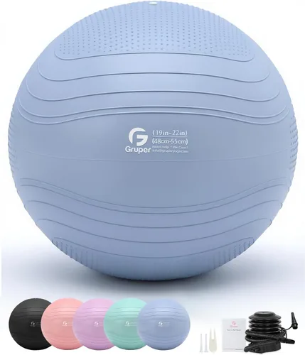 Vista 19 de Gruper Pelota de yoga, pelota de ejercicio extra gruesa para entrenamiento y estabilidad durante el embarazo, 4 tamaños, pelota de equilibrio