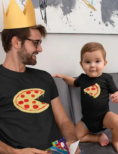 Vista 3 de Tstars Pizza Pie & Slice Daddy and Me - Conjunto de camisas a juego para el día del padre, papá, bebé