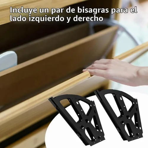 Vista 5 de Antrader 1 par de 2 capas de gabinete con marco abatible para zapatos Turing, negro mate