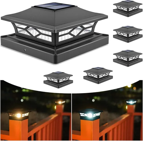 Vista 8 de VOLISUN - Faroles solares para poste: paquete de 2 luces para exteriores, para cubierta, con casquillo blanco, resistente al agua, 2 modos