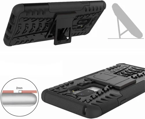 Vista 4 de Funda de teléfono para Samsung Galaxy S9 Plus con protector de pantalla de vidrio templado y soporte soporte rígido híbrido protector accesorios