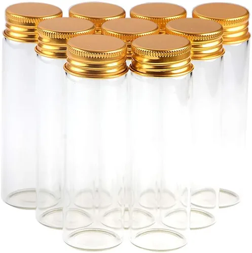 Vista 18 de Frascos de sello vacío de 1.7 fl oz Botella de vidrio con tapa de rosca de color plateado de aluminio Sellado Contenedor de regalo de alimentos