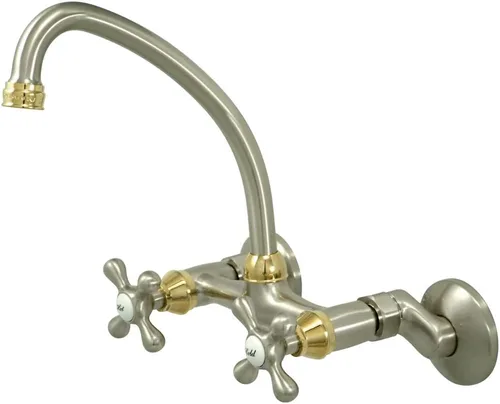 Vista 9 de Kingston Brass Kingston - Grifo de cocina ajustable de 6 pulgadas para montaje en pared, latón antiguo