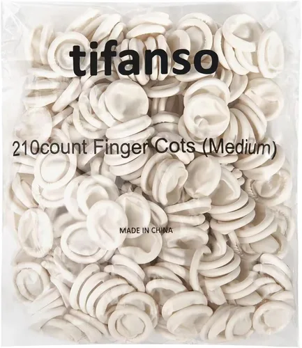 Vista 6 de tifanso - Protectores de dedos desechables, fundas para las puntas de los dedos, tamaño mediano, aproximadamente 210 unidades Stretchy Comfort Fit