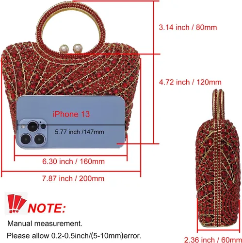 Vista 5 de HUANG ZHUANG Elegante cesta de cristal embrague mujeres Rhinestone bolso de noche boda fiesta formal banquete monederos bolso