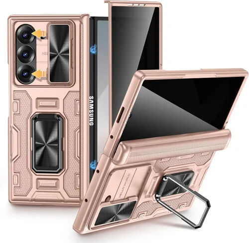 Vista 9 de VEGO Funda para Galaxy Z Fold 4 con Cubierta de Cámara Deslizante y Protección de Bisagra Funda con Protector de Pantalla Soporte Magnético de 360°