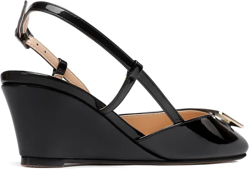 Vista 5 de WAYDERNS Zapatos de tacón bajo con hebilla rectangular de metal con punta cuadrada para mujer de 2 pulgadas