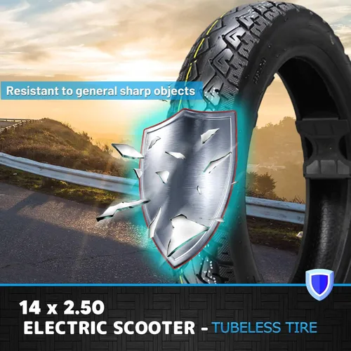 Vista 4 de Neumático Ebike de 14 x 2.50 con diseño resistente Neumático sin cámara de 14 pulgadas 14 2.50 para neumáticos de scooter eléctrico, banda