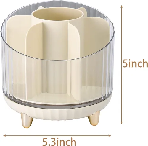 Vista 2 de Makeup 360° Rotating Makeup Brush Holder Lipstick Organizer 6 Slot Desktop for Cosmetic Pen Eyeliner Storage Organizer(A)