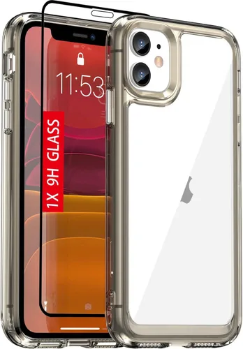 Vista 9 de Funda para iPhone 11: cubierta de teléfono a prueba de golpes de grado militar con protector de pantalla de vidrio templado, antiarañazos y Cristal