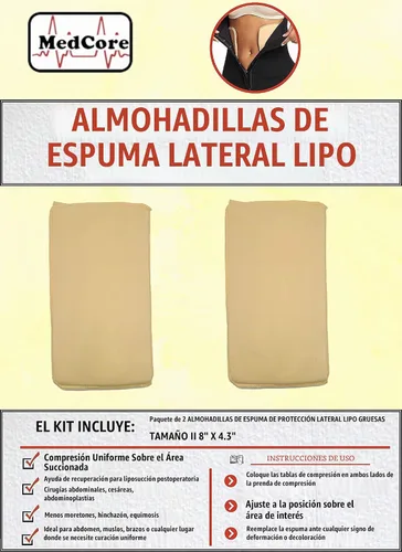 Vista 3 de Medcore Almohadillas de espuma lateral abdominal Lipo. Uso con prendas de compresión para cirugía, post liposucción, abdominoplastia, cesárea