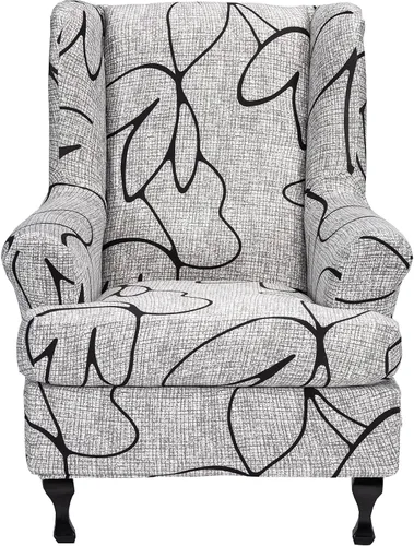 Vista 27 de CRFATOP 2 fundas elásticas para silla con respaldo de alas de mariposa, fundas de tela de elastano con respaldo de ala, fundas para sillón con parte