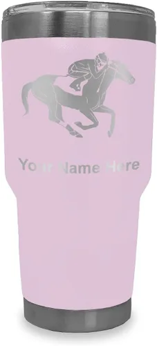 Vista 23 de LaserGram Vaso aislado al vacío de 20 onzas, carreras de caballos, grabado personalizado incluido (negro)