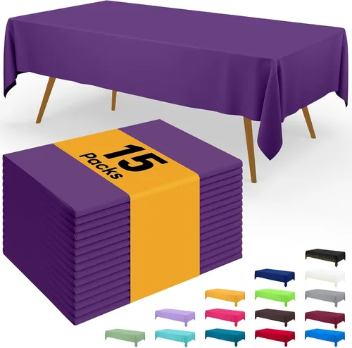 Vista 141 de Smiry - Juego de 6 manteles desechables, 54 x 78 pulgadas, manteles impermeables rectangulares para fiestas, cubierta de mesa de plástico
