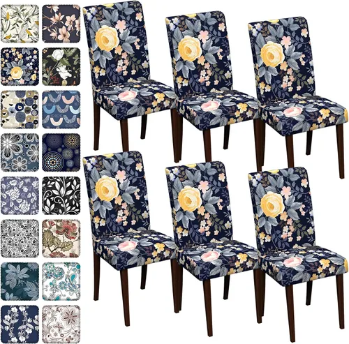 Vista 117 de Fundas para sillas de comedor CoSofSLIP, juego de 2, fundas estampadas elásticas antideslizantes, fundas extraíbles y lavables para sillas