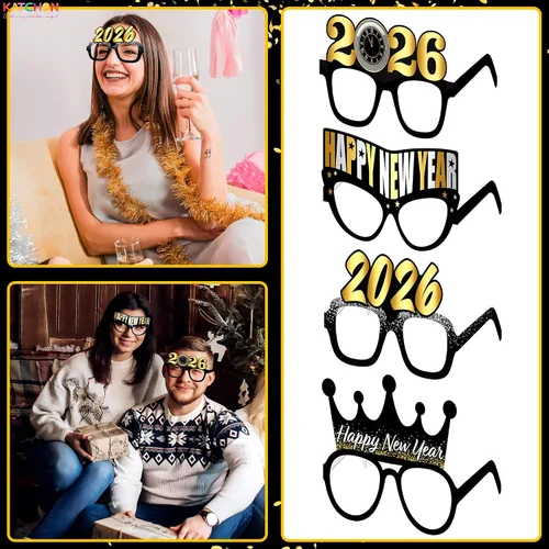 Vista 7 de KatchOn, Gafas de Año Nuevo 2026 – Paquete de 12 Lentes de feliz año nuevo 2026 para suministros de fiesta de Año Nuevo 2026 Gafas de fiesta NYE